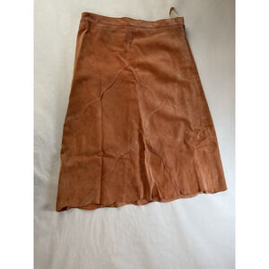 Vintage WesternTerry Lewis Rustic Distressed Genuine Leather Skirt Peach Size 10